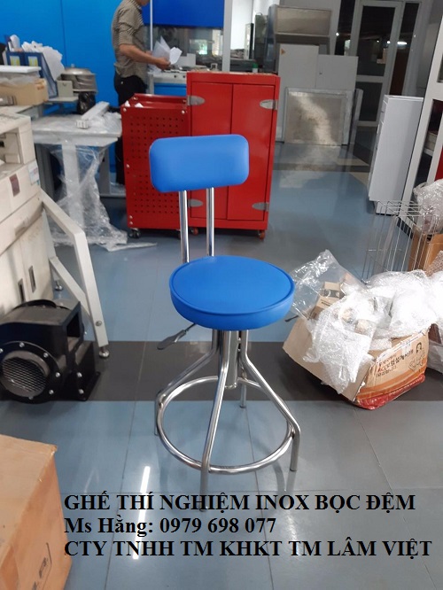 Ghế th&iacute; nghiệm c&oacute; tựa inox 304 (bọc đệm)